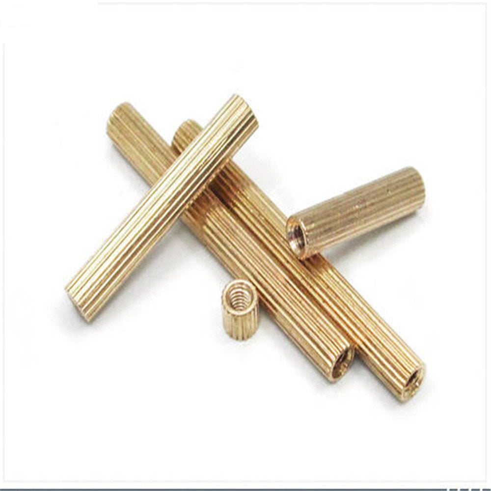 M2 Double Pass Round Brass Standoff Female to Female Threaded Spacer Corrosion-Resistant Connector for PCB Electronics Hardware Assembly Copper