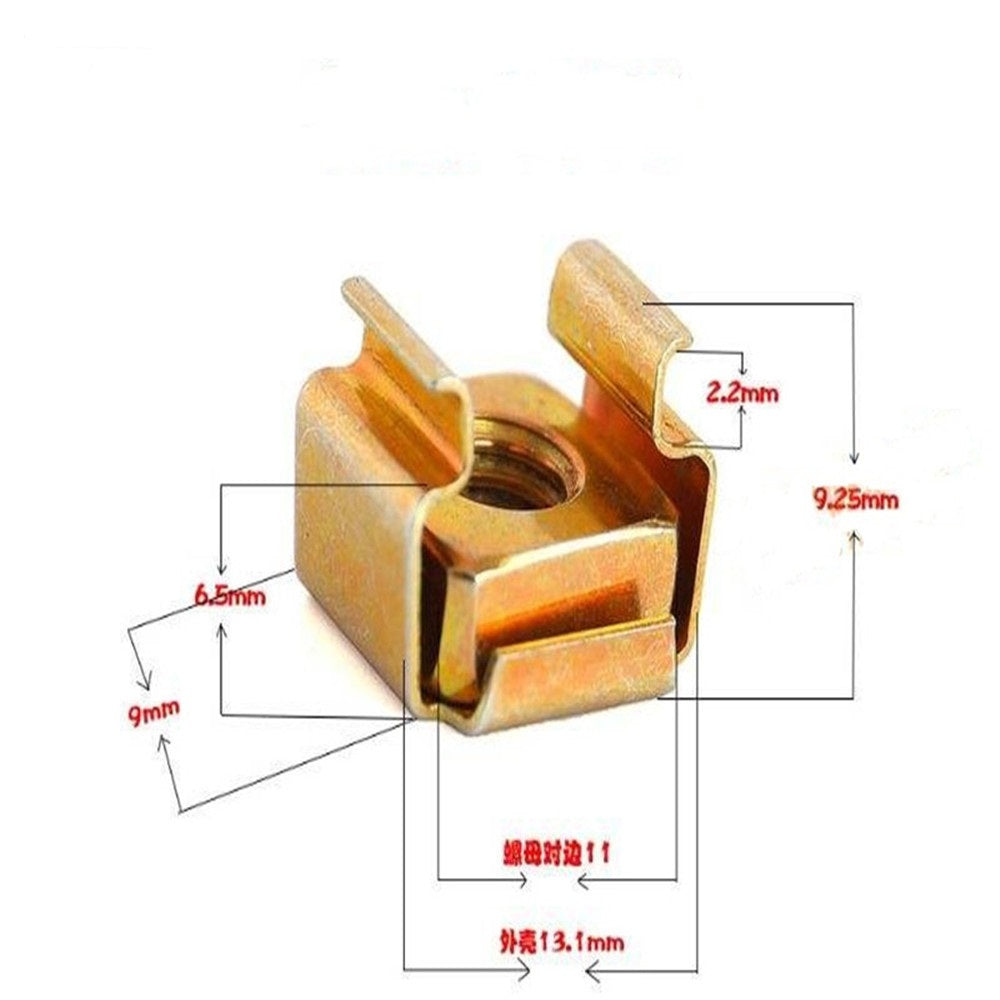 M4-M12 Plated Cage Nut Color/White Zinc Steel Square with Retainer Clip Durable Fastener for Server Rack Enclosure Cabinet YJT3015