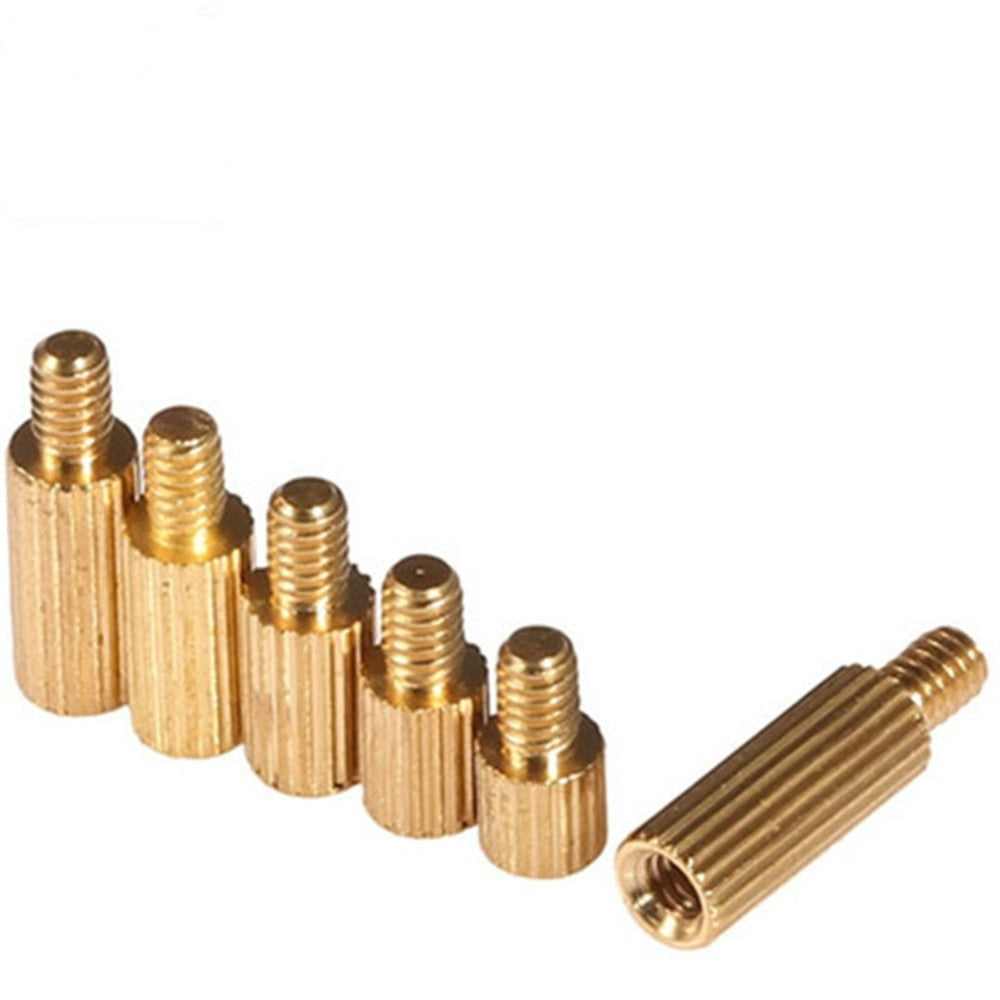 M2 Male to Female Threaded Spacer Single Pass Round Brass Standoff Corrosion-Resistant Connector for PCB Electronics Hardware Assembly Copper