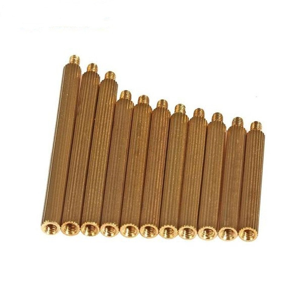 M2 Male to Female Threaded Spacer Single Pass Round Brass Standoff Corrosion-Resistant Connector for PCB Electronics Hardware Assembly Copper