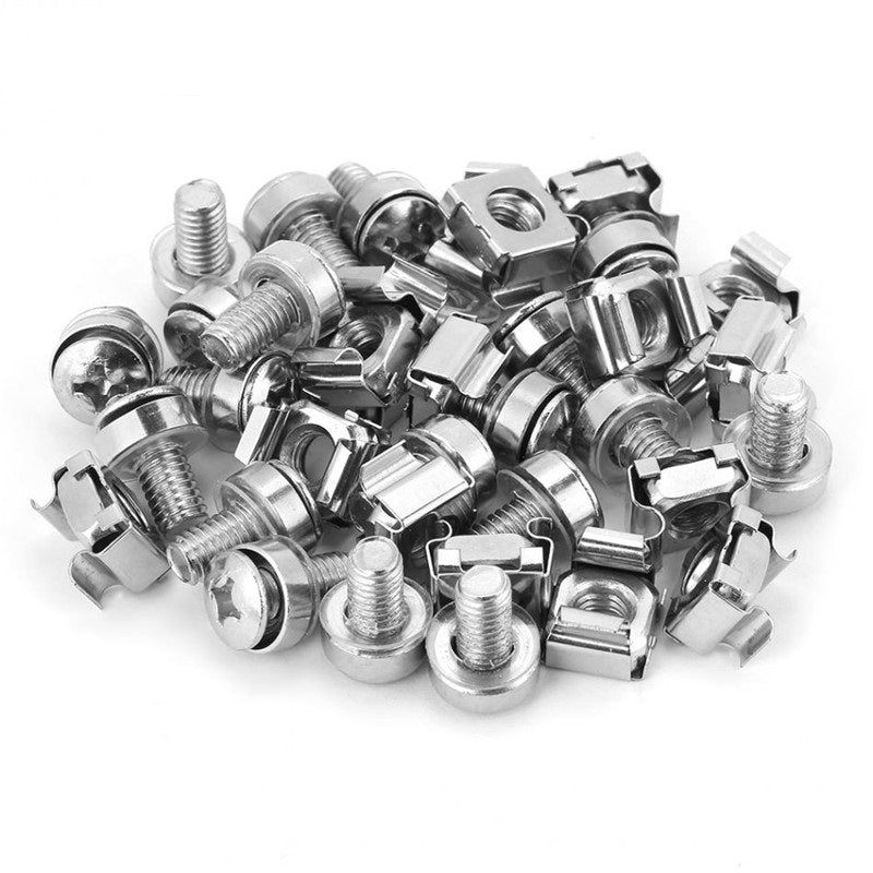 M4-M10 Cage Nut Stainless Steel Square with Retainer Clip Durable Fastener for Server Rack Enclosure Cabinet YJT3015