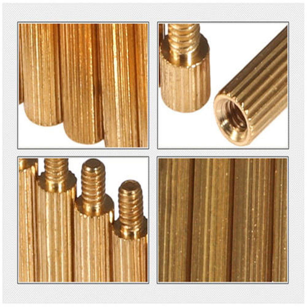 M2 Male to Female Threaded Spacer Single Pass Round Brass Standoff Corrosion-Resistant Connector for PCB Electronics Hardware Assembly Copper