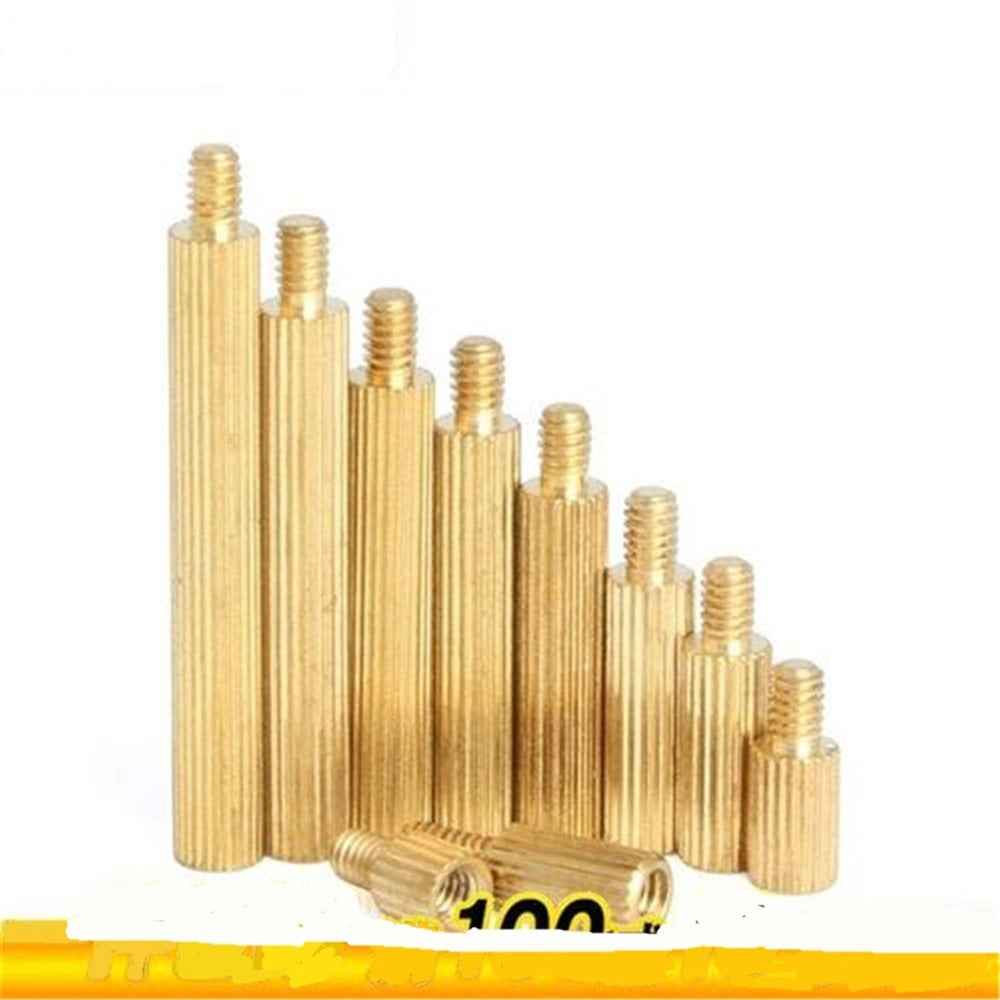 M2 Male to Female Threaded Spacer Single Pass Round Brass Standoff Corrosion-Resistant Connector for PCB Electronics Hardware Assembly Copper