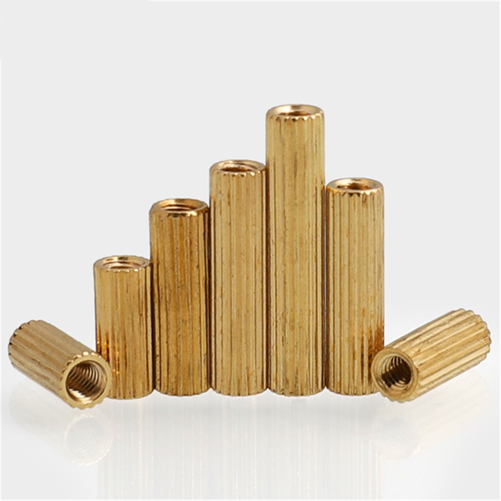 M2 Double Pass Round Brass Standoff Female to Female Threaded Spacer Corrosion-Resistant Connector for PCB Electronics Hardware Assembly Copper
