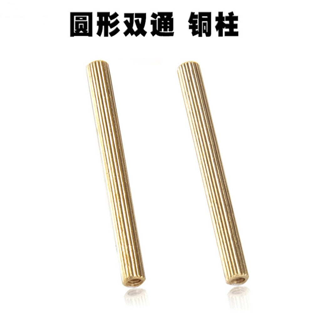 M2 Double Pass Round Brass Standoff Female to Female Threaded Spacer Corrosion-Resistant Connector for PCB Electronics Hardware Assembly Copper