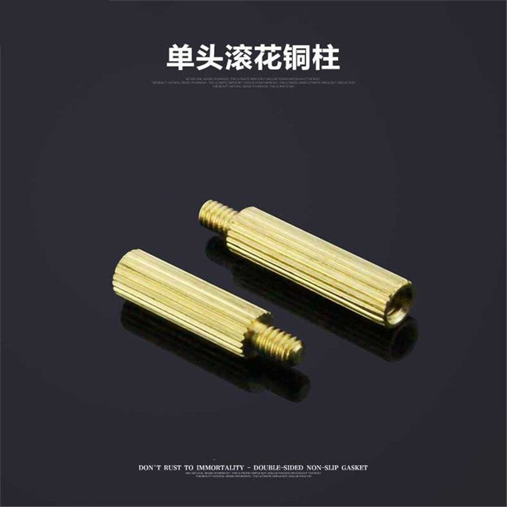 M2 Male to Female Threaded Spacer Single Pass Round Brass Standoff Corrosion-Resistant Connector for PCB Electronics Hardware Assembly Copper