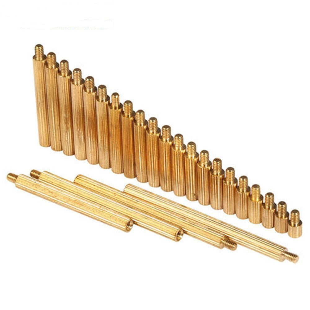 M2 Male to Female Threaded Spacer Single Pass Round Brass Standoff Corrosion-Resistant Connector for PCB Electronics Hardware Assembly Copper