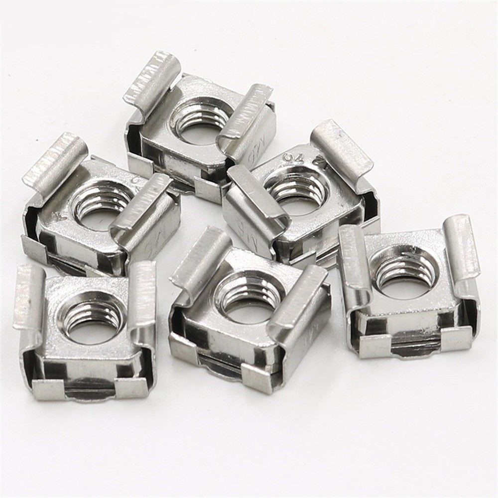 M4-M10 Cage Nut Stainless Steel Square with Retainer Clip Durable Fastener for Server Rack Enclosure Cabinet YJT3015