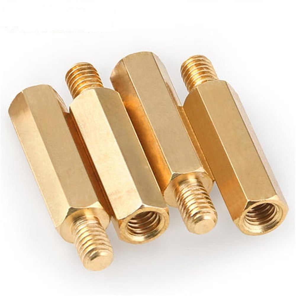 M3*3 Male to Female Threaded Hex Spacer Single Pass Hexagon Brass Standoff Corrosion-Resistant Connector for PCB Electronics Hardware Assembly Copper