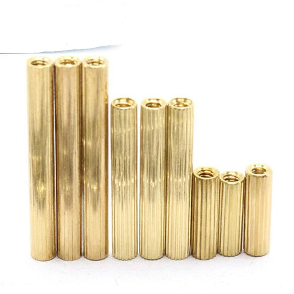 M2 Double Pass Round Brass Standoff Female to Female Threaded Spacer Corrosion-Resistant Connector for PCB Electronics Hardware Assembly Copper