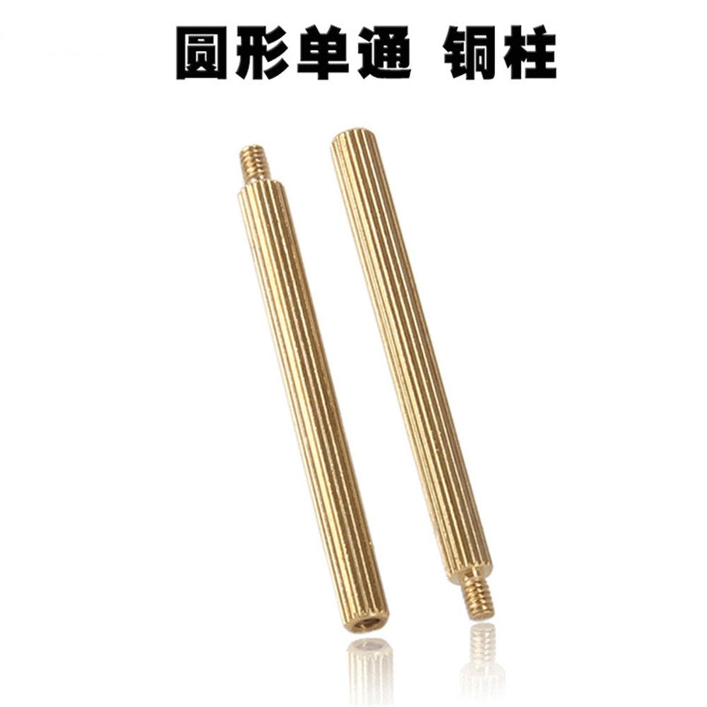 M2 Male to Female Threaded Spacer Single Pass Round Brass Standoff Corrosion-Resistant Connector for PCB Electronics Hardware Assembly Copper