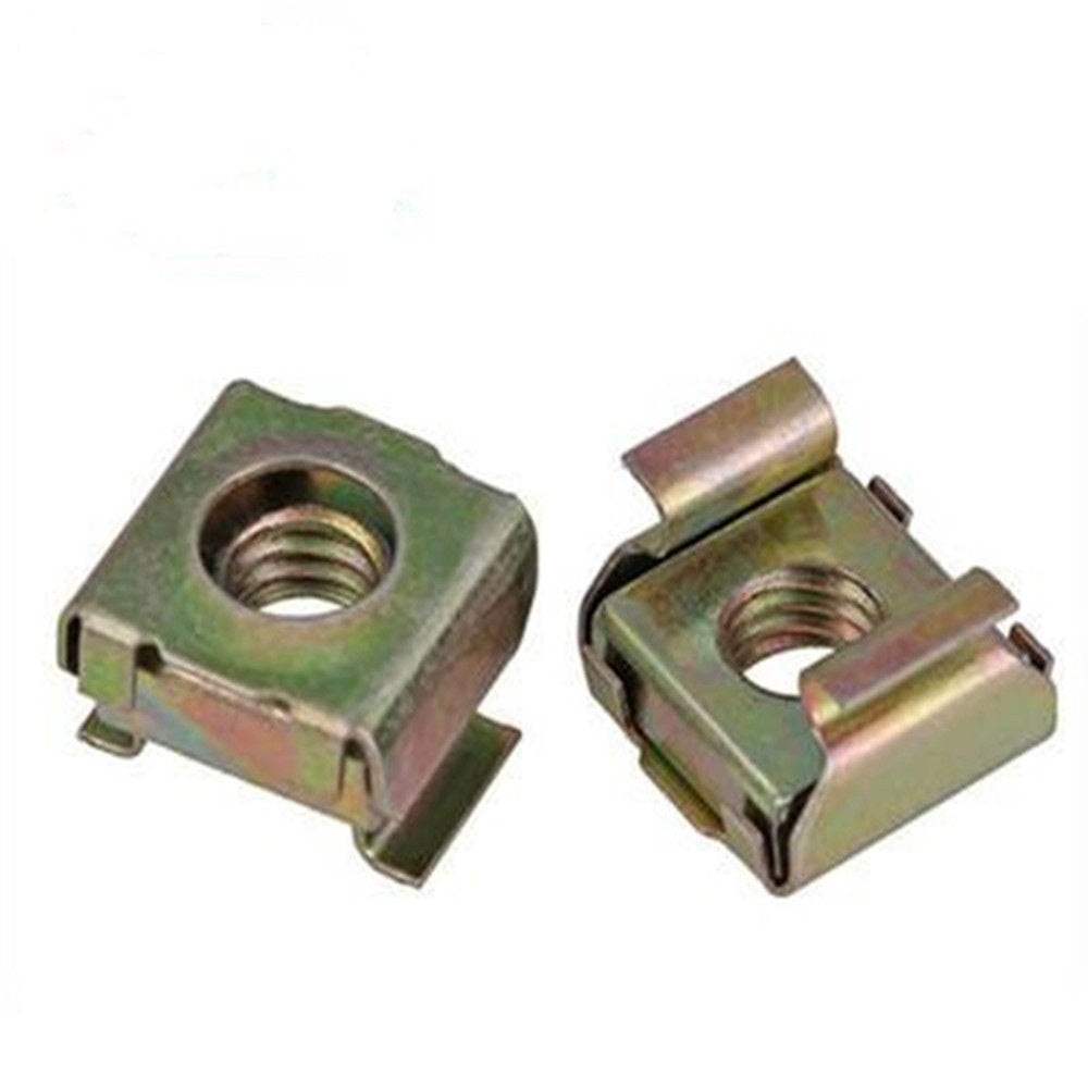 M4-M12 Plated Cage Nut Color/White Zinc Steel Square with Retainer Clip Durable Fastener for Server Rack Enclosure Cabinet YJT3015