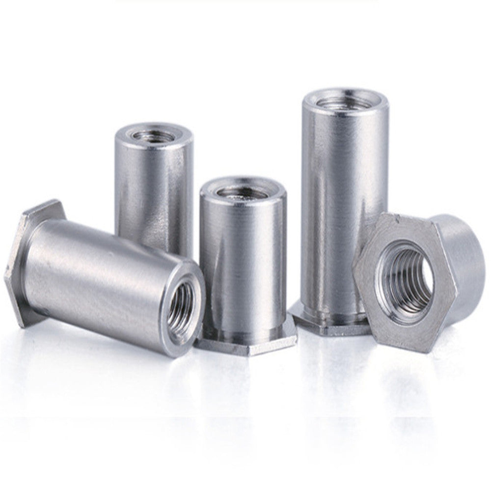 500PCS SOS-M4-8.5 Press-fit Standoffs Hex Rivet Nuts Thru-hole Spacer Threaded Self Clinching Feigned Crimped Sheet Metal Panel 304 Stainless Steel