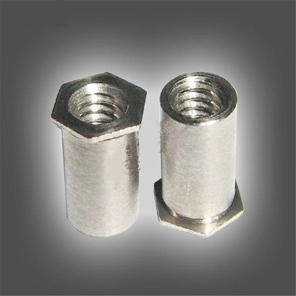 500PCS SOS-M4-8.5 Press-fit Standoffs Hex Rivet Nuts Thru-hole Spacer Threaded Self Clinching Feigned Crimped Sheet Metal Panel 304 Stainless Steel
