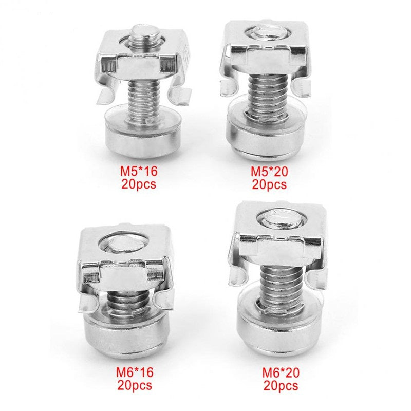 M4-M10 Cage Nut Stainless Steel Square with Retainer Clip Durable Fastener for Server Rack Enclosure Cabinet YJT3015