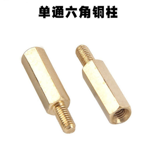 M3*6 Male to Female Threaded Hex Spacer Single Pass Hexagon Brass Standoff Corrosion-Resistant Connector for PCB Electronics Hardware Assembly Copper