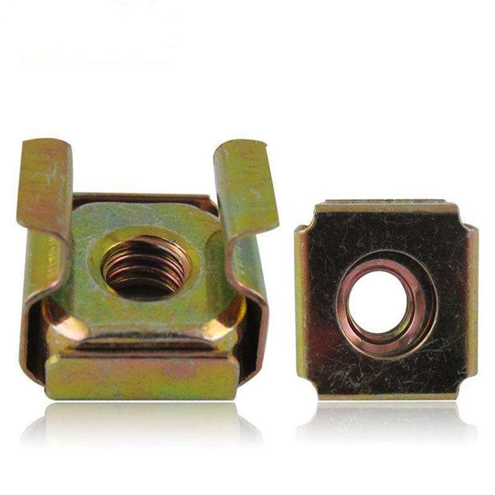 M4-M12 Plated Cage Nut Color/White Zinc Steel Square with Retainer Clip Durable Fastener for Server Rack Enclosure Cabinet YJT3015