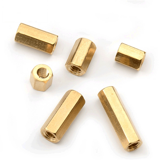 M2 Double Pass Hexagon Brass Standoff Female to Female Threaded Hex Spacer Corrosion-Resistant Connector for PCB Electronics Hardware Assembly Copper