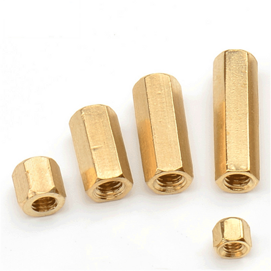 M3 Double Pass Hexagon Brass Standoff Female to Female Threaded Hex Spacer Corrosion-Resistant Connector for PCB Electronics Hardware Assembly Copper
