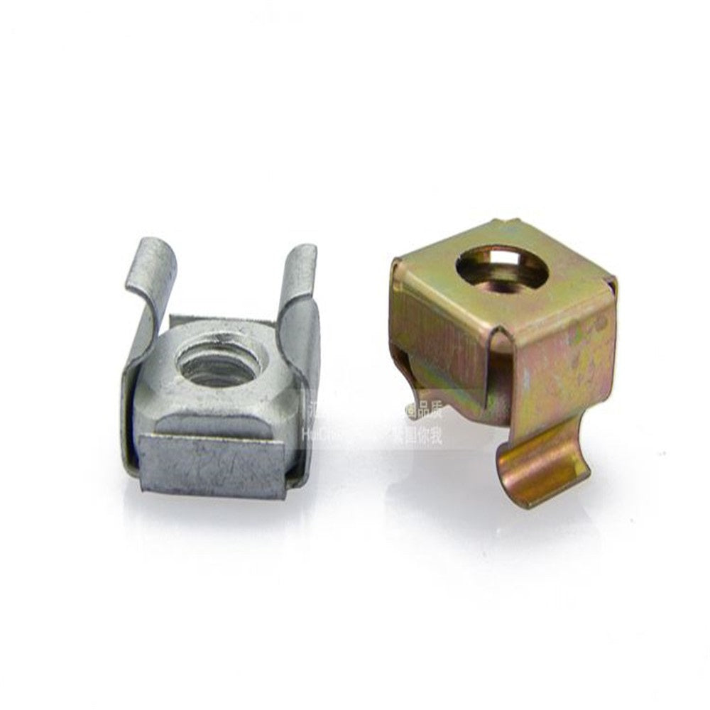 M4-M12 Plated Cage Nut Color/White Zinc Steel Square with Retainer Clip Durable Fastener for Server Rack Enclosure Cabinet YJT3015