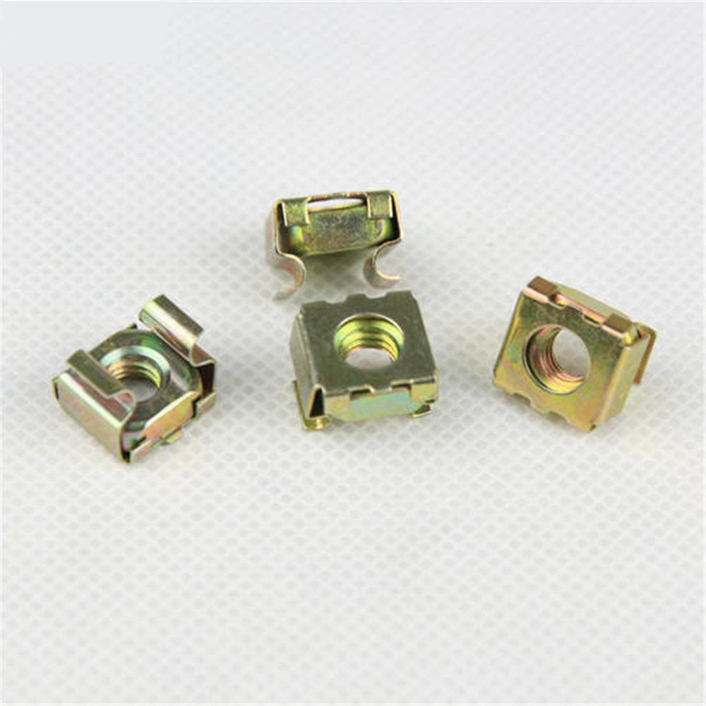 M4-M12 Plated Cage Nut Color/White Zinc Steel Square with Retainer Clip Durable Fastener for Server Rack Enclosure Cabinet YJT3015