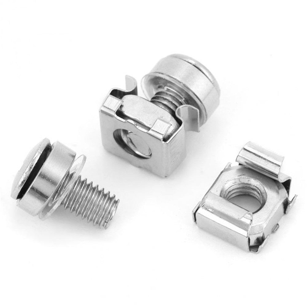 M4-M10 Cage Nut Stainless Steel Square with Retainer Clip Durable Fastener for Server Rack Enclosure Cabinet YJT3015