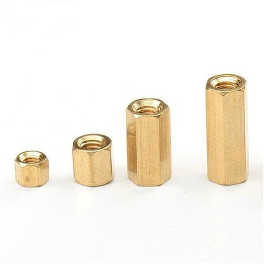 M6 Double Pass Hexagon Brass Standoff Female to Female Threaded Hex Spacer Corrosion-Resistant Connector for PCB Electronics Hardware Assembly Copper