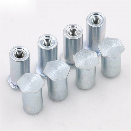500PCS BSOS-M5  Press Fit Standoffs Hex Rivet Nuts Blind Spacer Threaded Self Clinching Feigned Crimped Sheet Metal Panel 304 Stainless Steel