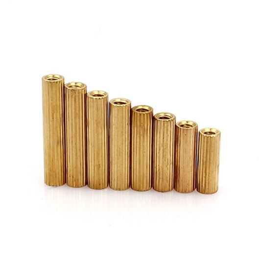 M2 Double Pass Round Brass Standoff Female to Female Threaded Spacer Corrosion-Resistant Connector for PCB Electronics Hardware Assembly Copper