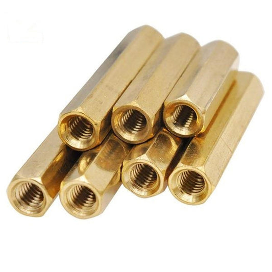 M5 Double Pass Hexagon Brass Standoff Female to Female Threaded Hex Spacer Corrosion-Resistant Connector for PCB Electronics Hardware Assembly Copper