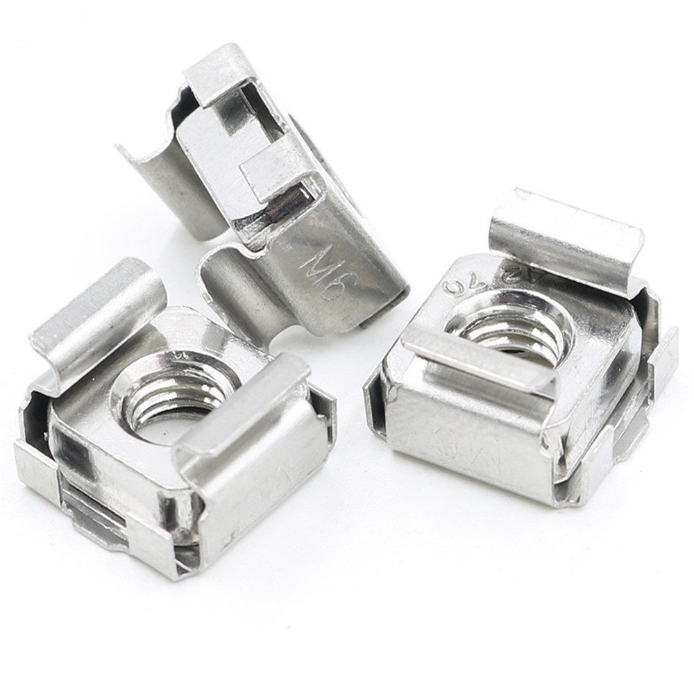 M4-M10 Cage Nut Stainless Steel Square with Retainer Clip Durable Fastener for Server Rack Enclosure Cabinet YJT3015