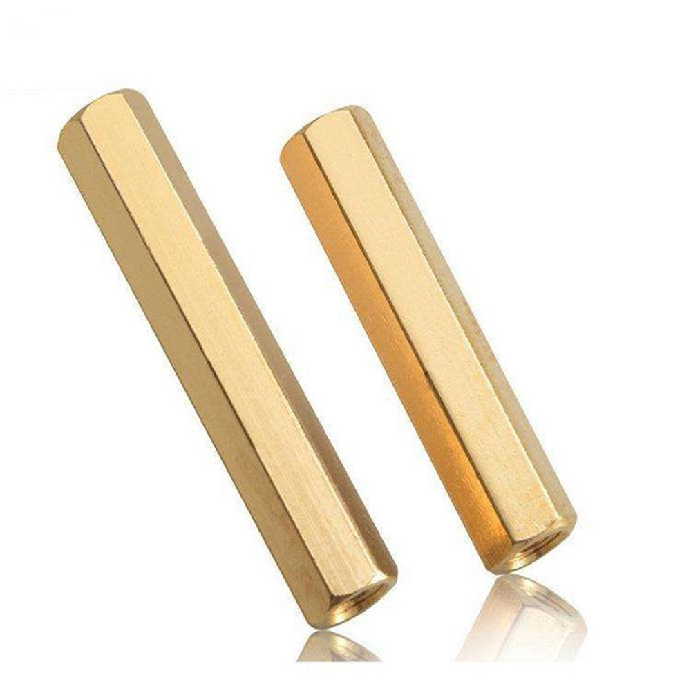M4 Double Pass Hexagon Brass Standoff Female to Female Threaded Hex Spacer Corrosion-Resistant Connector for PCB Electronics Hardware Assembly Copper