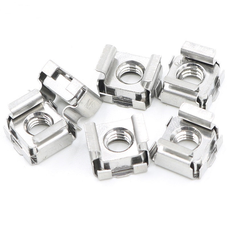 M4-M10 Cage Nut Stainless Steel Square with Retainer Clip Durable Fastener for Server Rack Enclosure Cabinet YJT3015