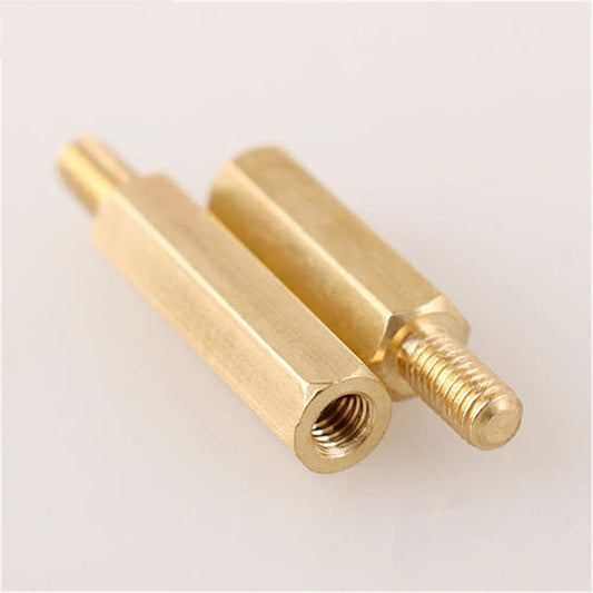 M2.5 Male to Female Threaded Hex Spacer Single Pass Hexagon Brass Standoff Corrosion-Resistant Connector for PCB Electronics Hardware Assembly Copper