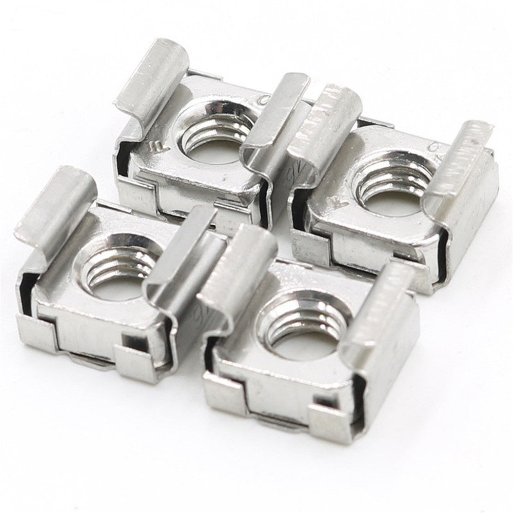 M4-M10 Cage Nut Stainless Steel Square with Retainer Clip Durable Fastener for Server Rack Enclosure Cabinet YJT3015